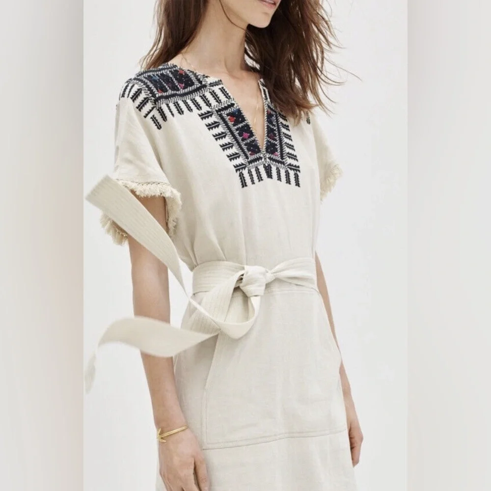 99. Madewell Embroidered Paradise Dress Linen NWT - Picture 1 of 5